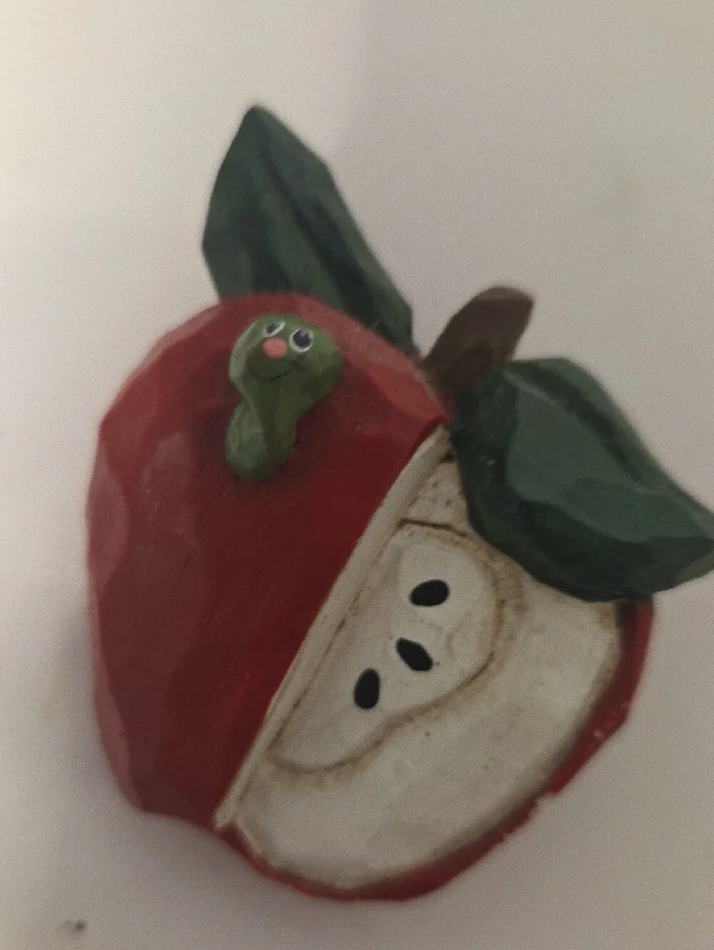 Hand-Painted Apple Decorative Pin Brooch - Red & Green